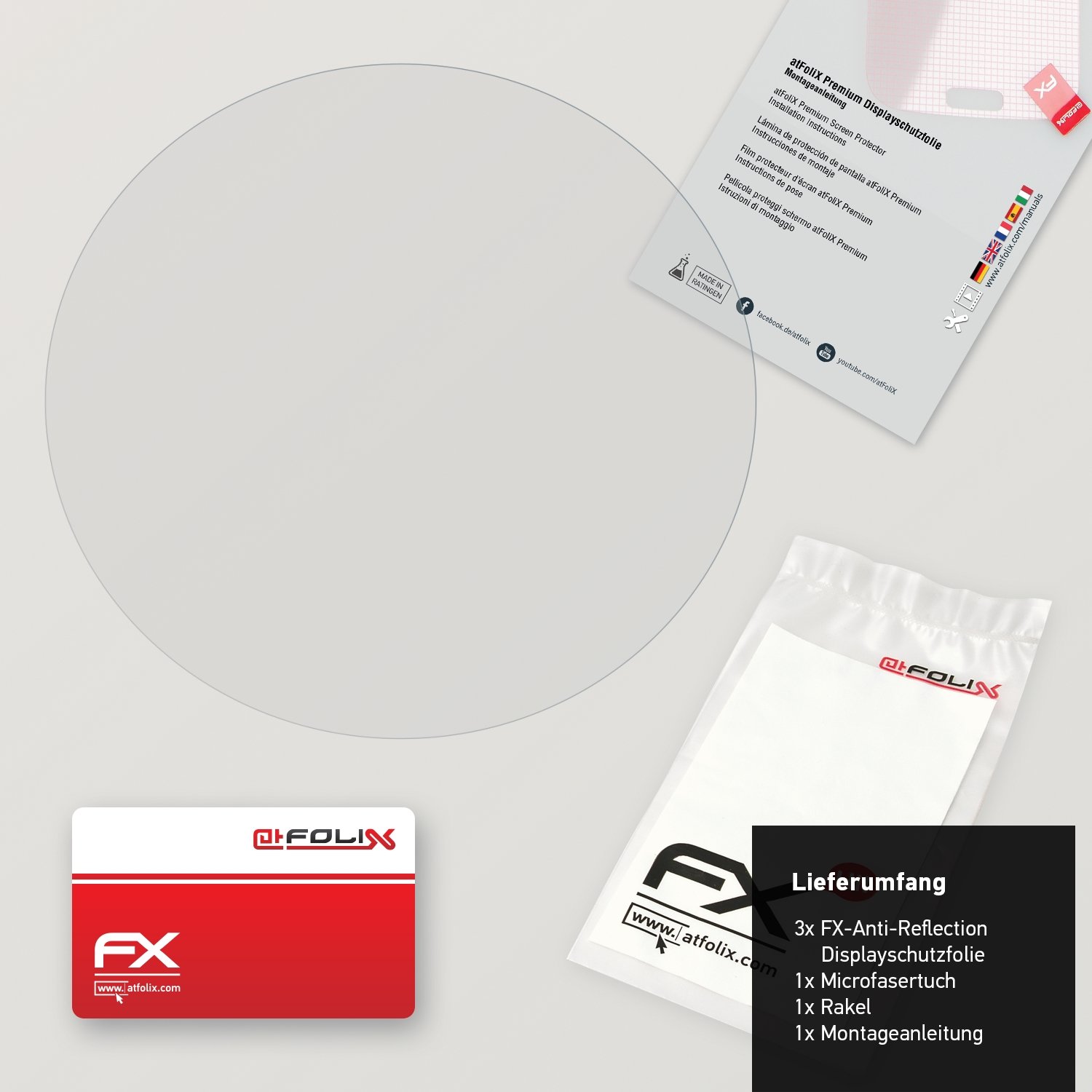 atFoliX Screen Protector compatible with LG G Watch R Screen Protection Film, anti-reflective and shock-absorbing FX Protector Film (3X)