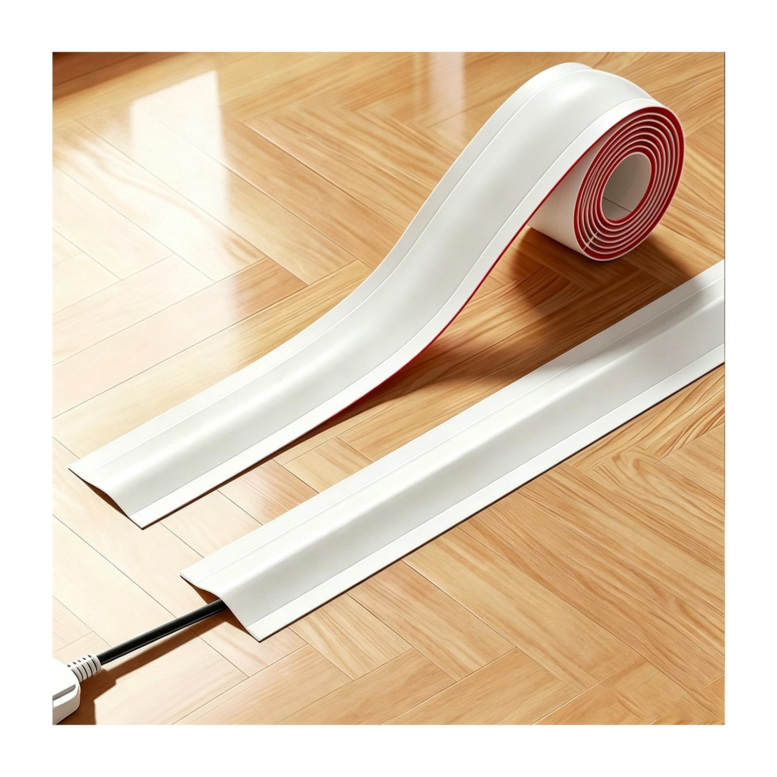 Flexible Cord Hider,Self-Adhesive Cable Management Cord Covers Protector for Wires on Wall Floor Homes Offices Garages,White 3M