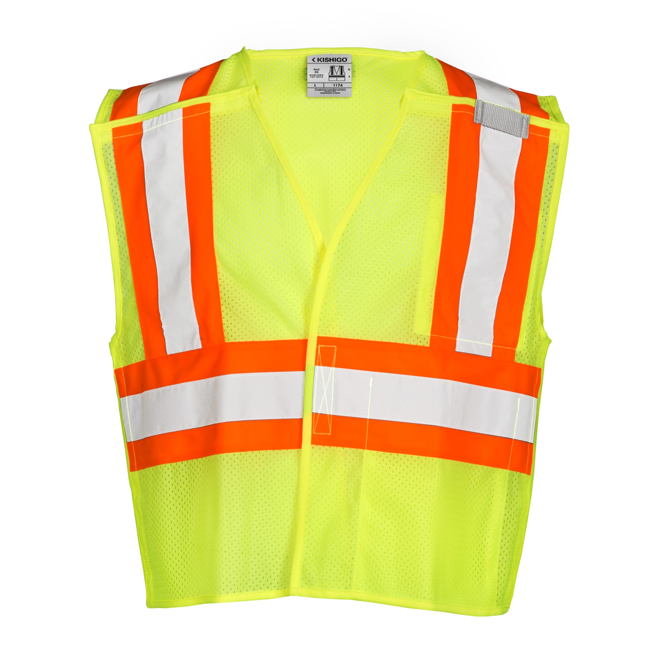 Kishigo 1174 Ultra-Cool Polyester Mesh Breakaway Vest, Large, Lime