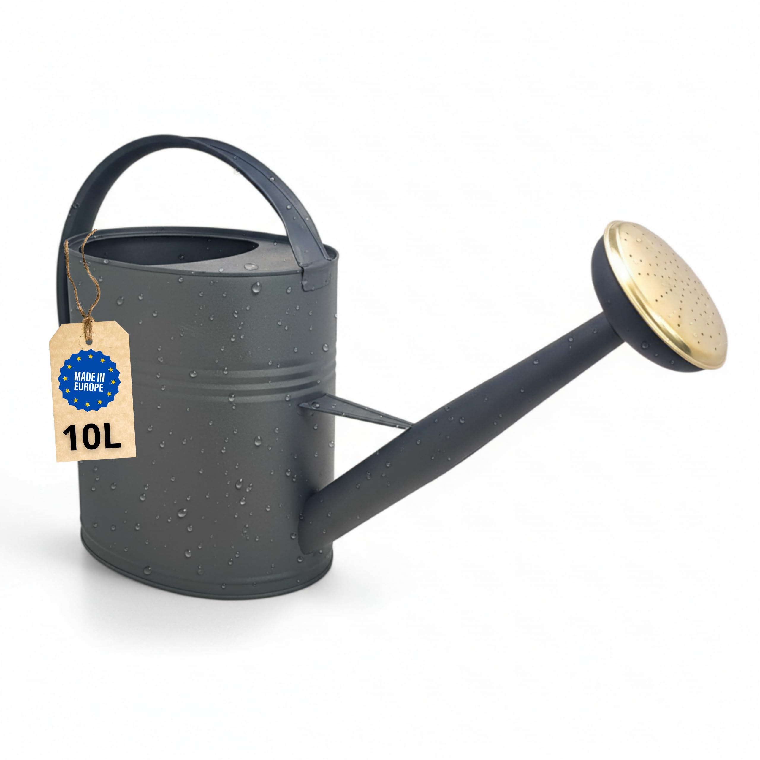 Livlig53 LIVLIG watering can 10L made of metal, zinc watering can 10L with removable watering can top, flower watering can, vintage watering can, watering can large, colour: anthracite