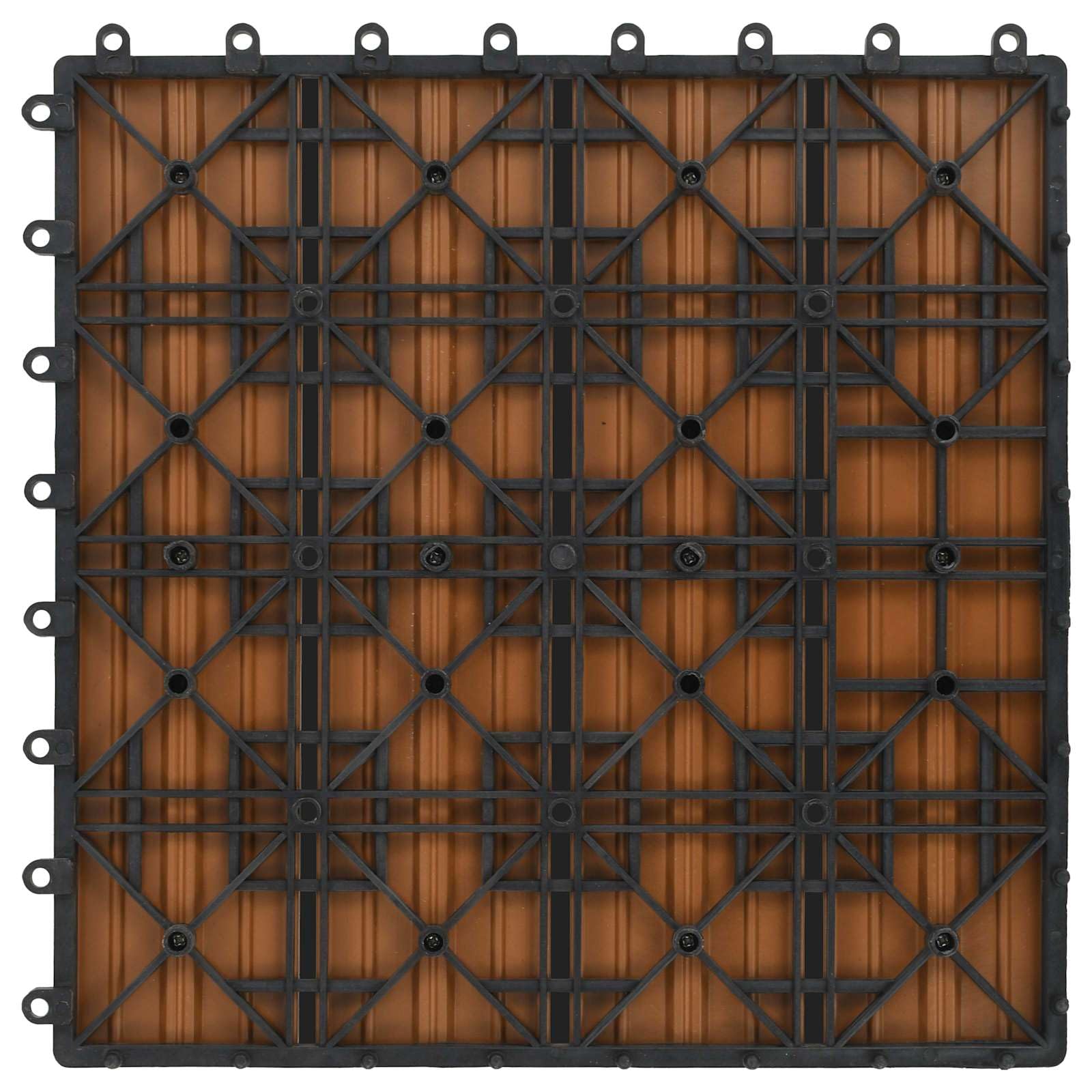 11 piastrelle per terrazze in WPC, 30 x 30 cm, a incastro, per balconi e giardini, effetto teak, resistenti alle intemperie, sistema di piastrelle per esterni