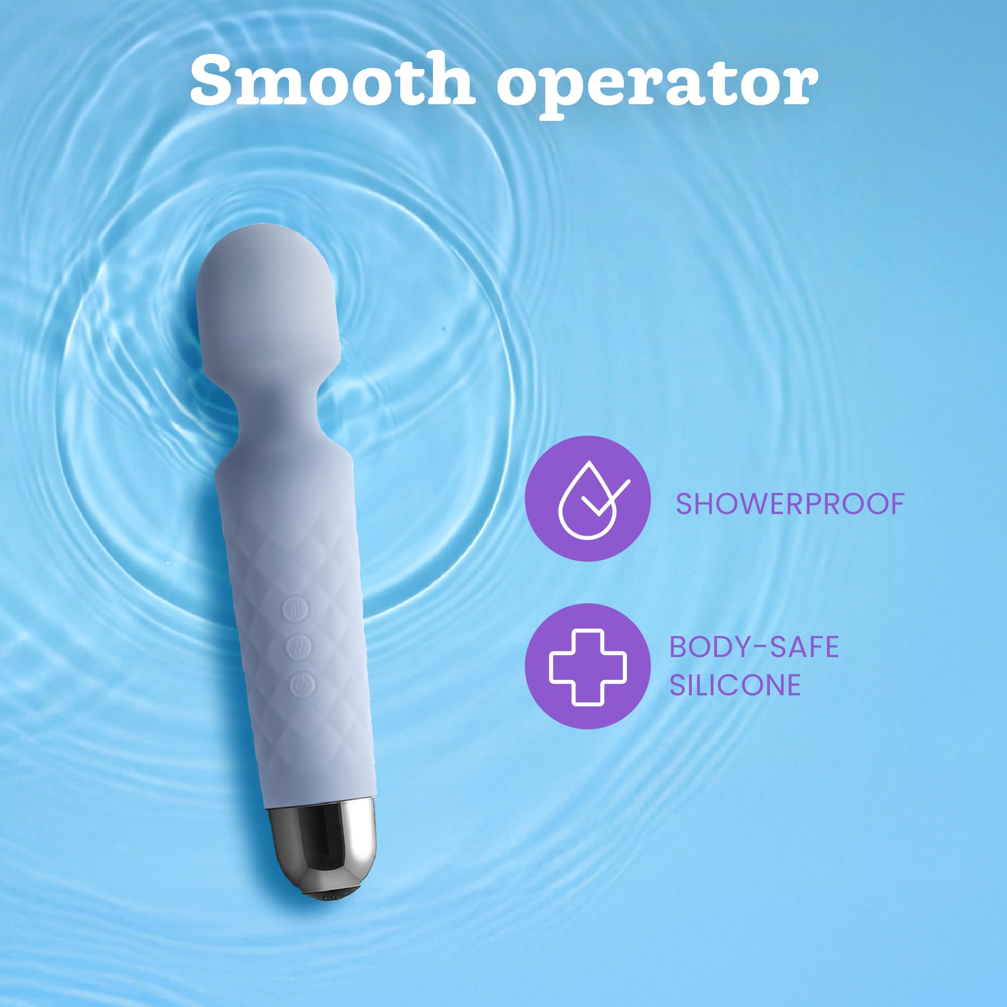 Oliver James Wand Vibrator for Women - Quiet Adult Nipple Toy Vibrator Dildo with 20 Patterns 8 Speeds | 6 Hour Battery Life Water Resistant USB Rechargeable G Spot Vibrator for Deep Intense Pleasure: Soft Wave Classic