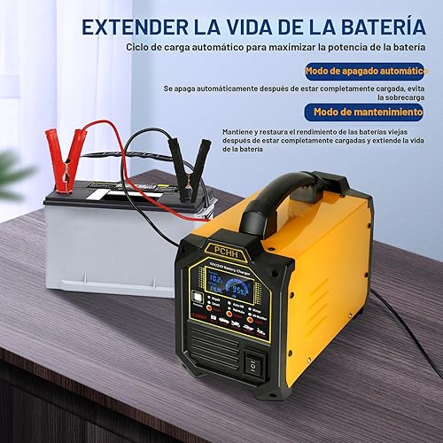 Miniatura 4 de Cargador de batería de coche de 12 V 24 V resistente, mantenedor de batería automático de 0-15 A, cargador inteligente de goteo con apagado