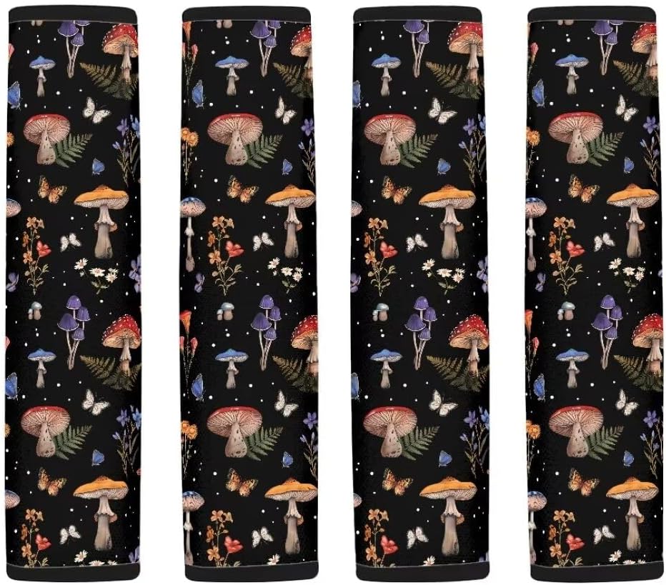 Coldinair Mushroom Car Seat Belt Pads Flower Seatbelt Covers,Soft Comfort Shoulder Seatbelt Pads Cover Seat Belt Cushion