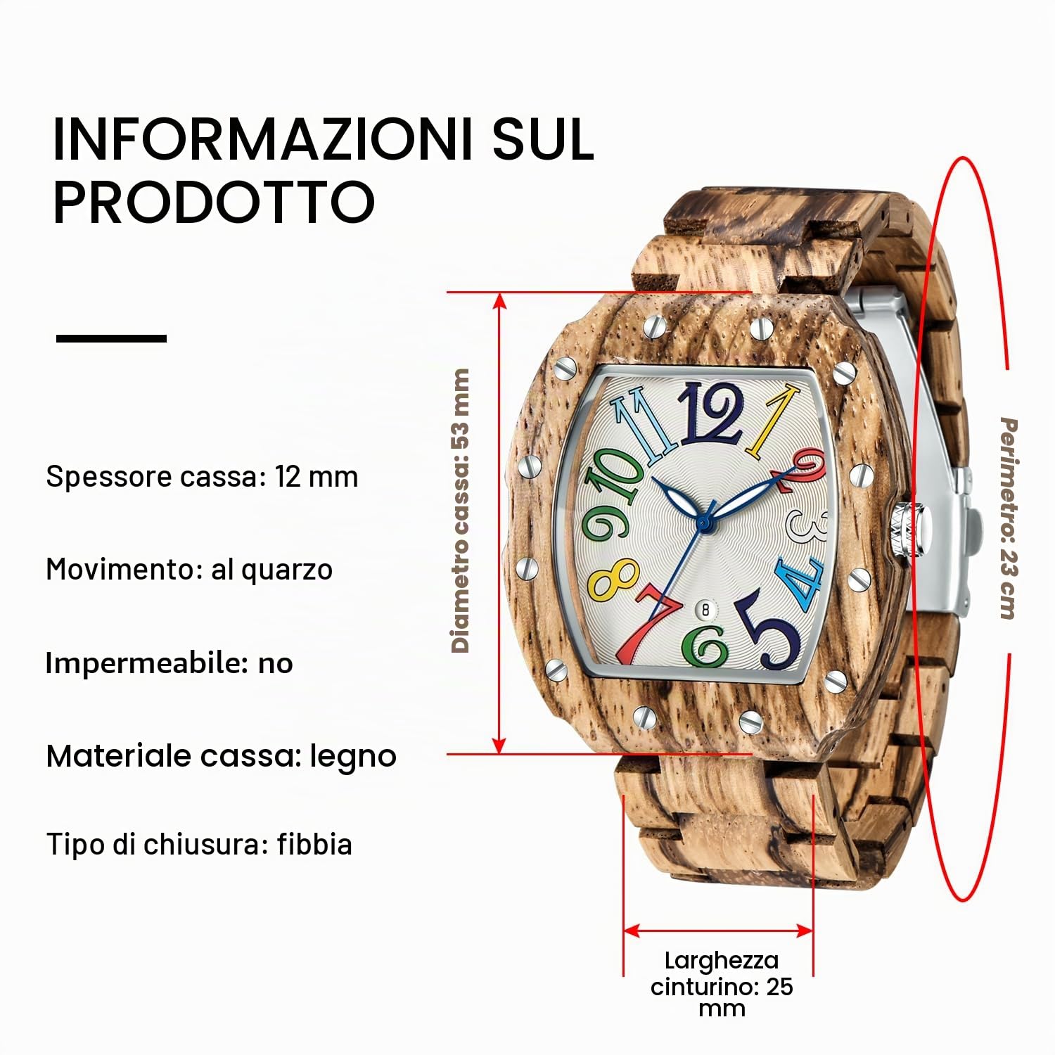 Tiong Orologio in legno da uomo | Orologio in legno al quarzo impermeabile da uomo Night Glow | Confezione regalo esclusiva | Orologio in materiale naturale…