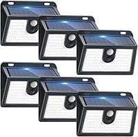Claoner 6-Pack Solar Motion Sensor Lights - 800 Lumens Super Bright, IP65 Waterproof, 3 Modes for Garage Fence Garden Security