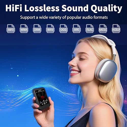 Miniatura 4 de Reproductor MP3 de 16 GB con Bluetooth 5.3, QNGEE 2.4 pulgadas pantalla táctil completa MP3 para niños, radio FM, grabadora de voz, sonido de alta