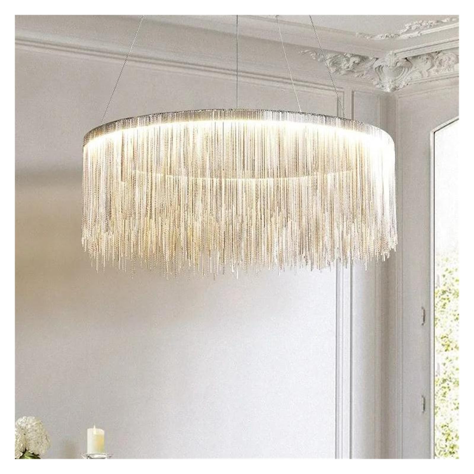 Suspension LED en métal D50CM éclairage suspendu anti-éblouissement salon