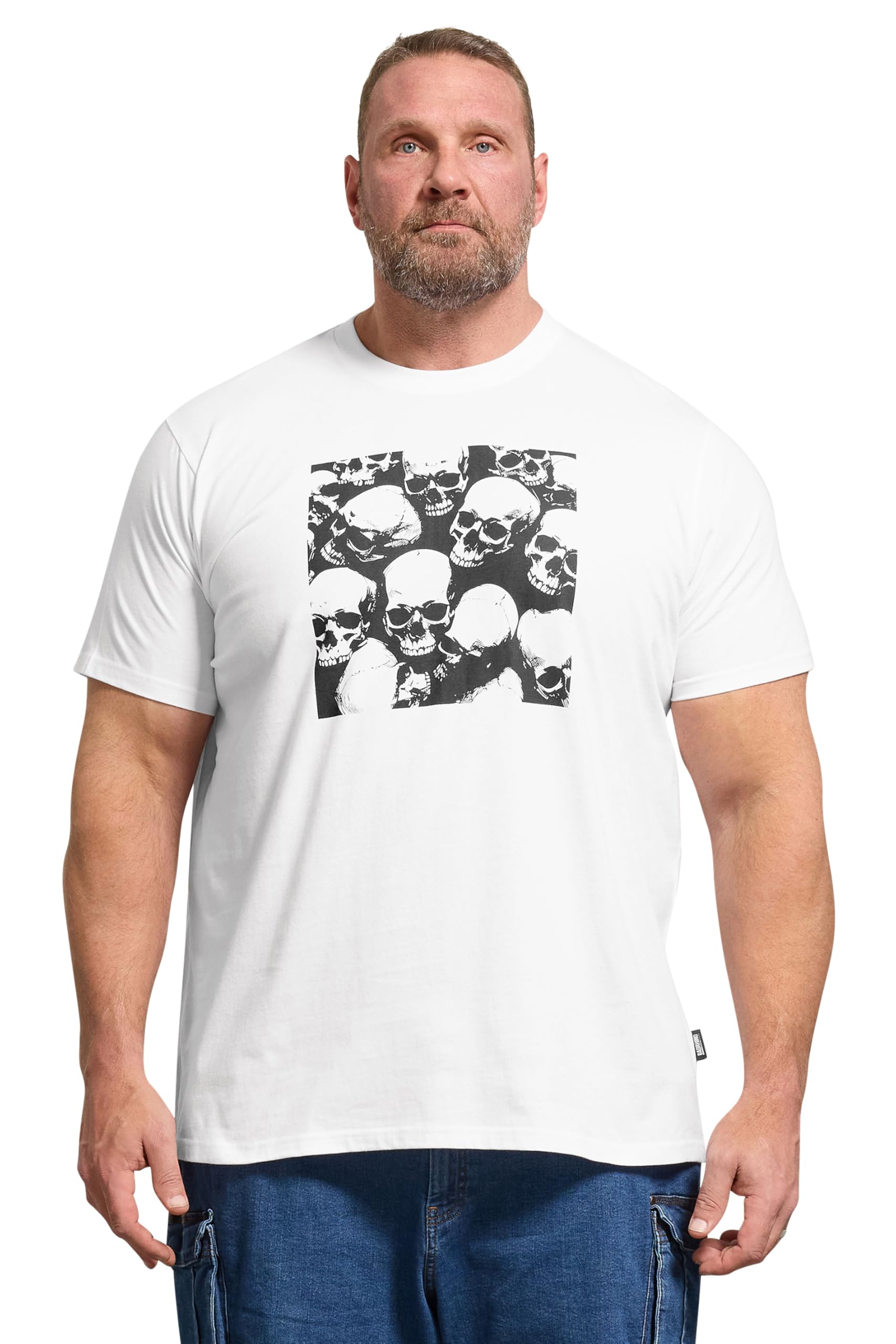 Badrhino Men's White Big & Tall Skull Graphic T-Shirt - Plus Size Curve