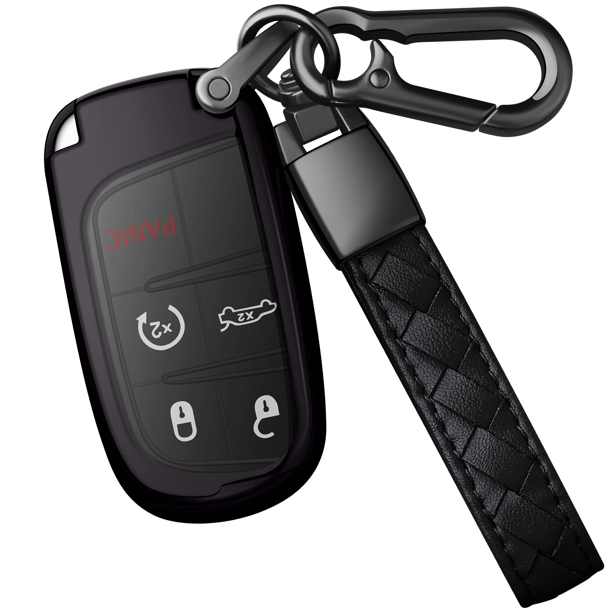 Photo 1 of Compatible with Dodge Key Fob Cover with Leather Keychain Soft TPU Protection Key Case