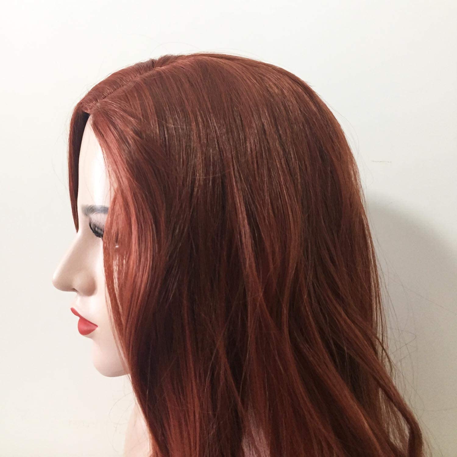 nevermindyrhead Auburn Red Wig, 21 Inches Long Side Part Wavy Wigs for Women, Synthetic Heat Resistant Wigs for Daily, Party, Halloween