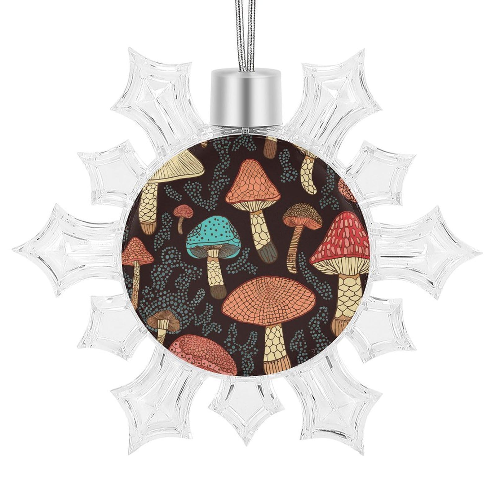 Mushroom Snowflake Decorations,Christmas Decorations，Christmas Indoor Winter Wonderland Decor，Hanging Ornaments for Xmas Tree Winter New Year Party Supplies
