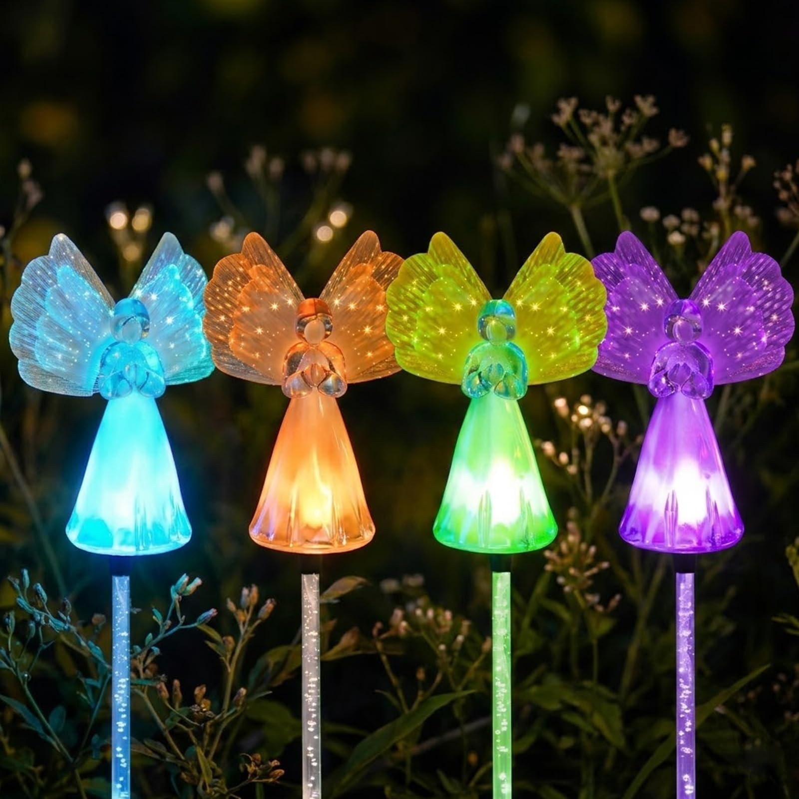 ソーラー ガーデンライト エンジェル 天使 4個セット 屋外 防水 LED 庭 Amazon.co.jp: 屋外ソーラーガーデンライト、4個パックソーラー