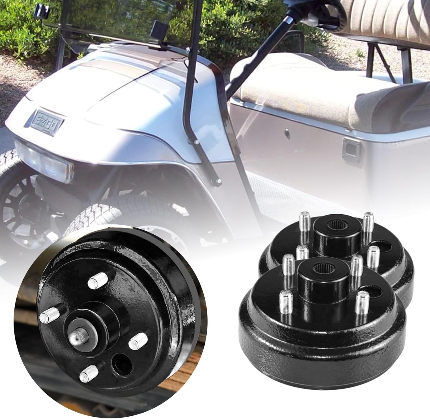 Golf Cart Brake Drum/Hub Assembly (1 Pack/2 Pack) Electric for EZGO TXT 1982-Up Models, EZGO OEM Brake Drum Replaces OEM# 19186G1P