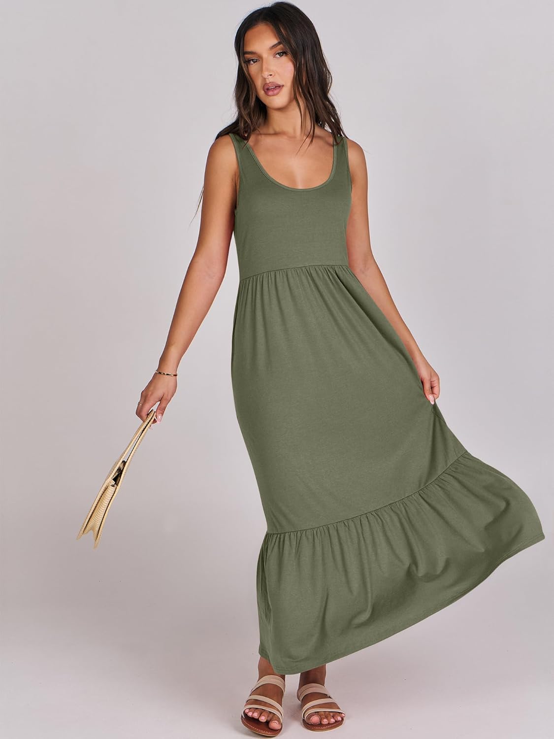 ANRABESS Women's Summer Sleeveless Maxi Sundress Swing Casual Flowy Tiered Shirts Dress Beach Travel Vacation Outfits - Image 6