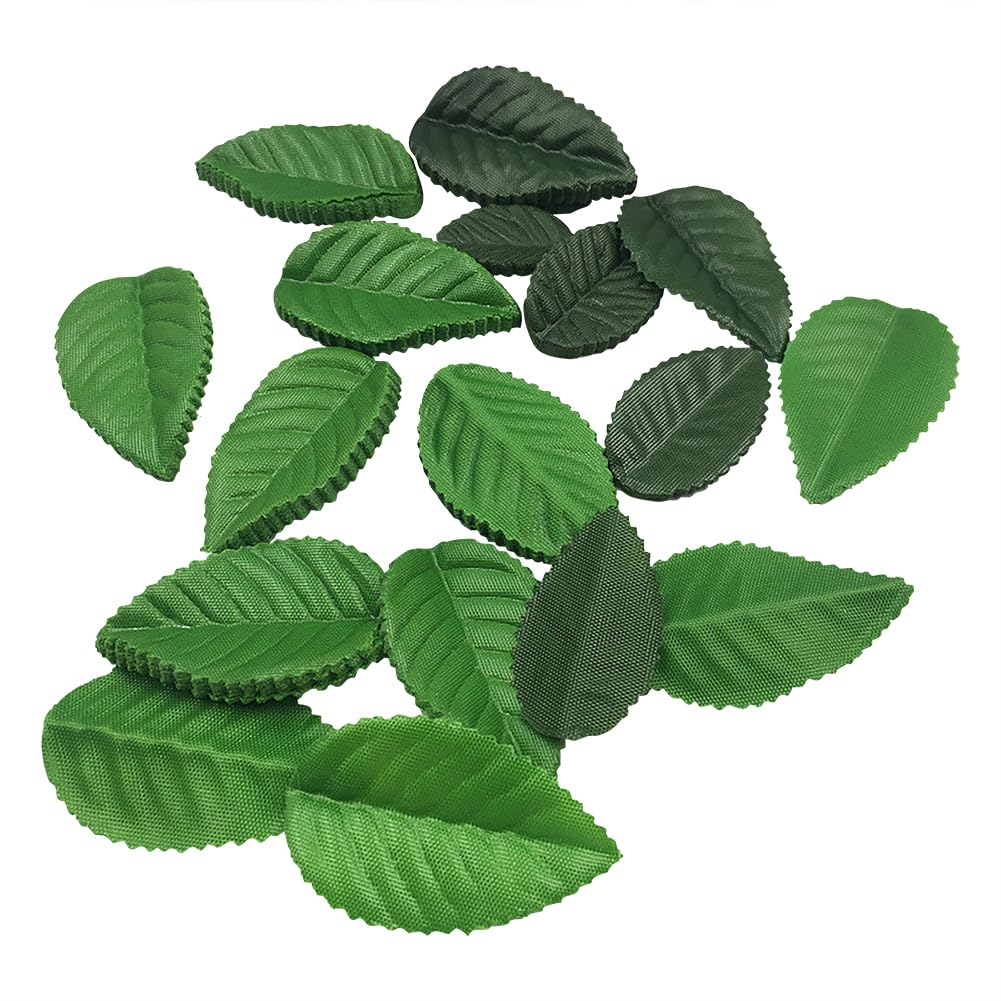 Hugede Green 200 Pcs 5.5Cm Mixed Leaves Fake Fabric Leaves Small Artificial Leaves Faux Craft Leaves Cute Realistic Leaves Mini Leaf Decorations For Scrapbooking