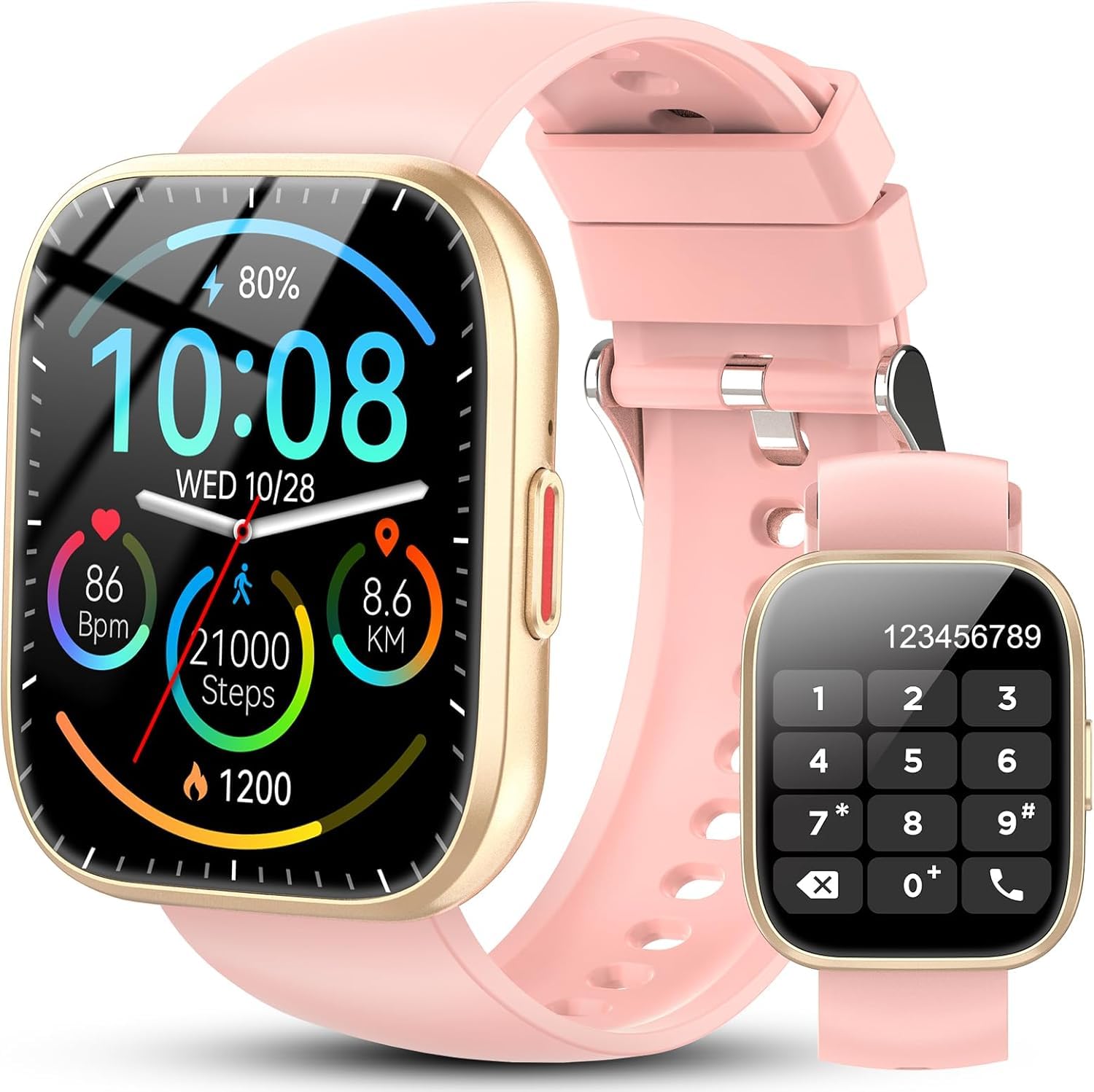 Ddidbi Smartwatch Men Women, 1.85 Inch Smartwatch with Call/Answer Calls, 112 Sports Modes Fitness Tracker with Sleep/Heart Rate Monitor, IP68 Smart Watch for Android iOS, Pink