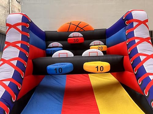 Miniatura 7 de Juego de baloncesto inflable para fiestas de baloncesto | 10 pies de largo x 13 pies de ancho x 10 pies de alto | con 5 aros, 4 bolas, soplador de