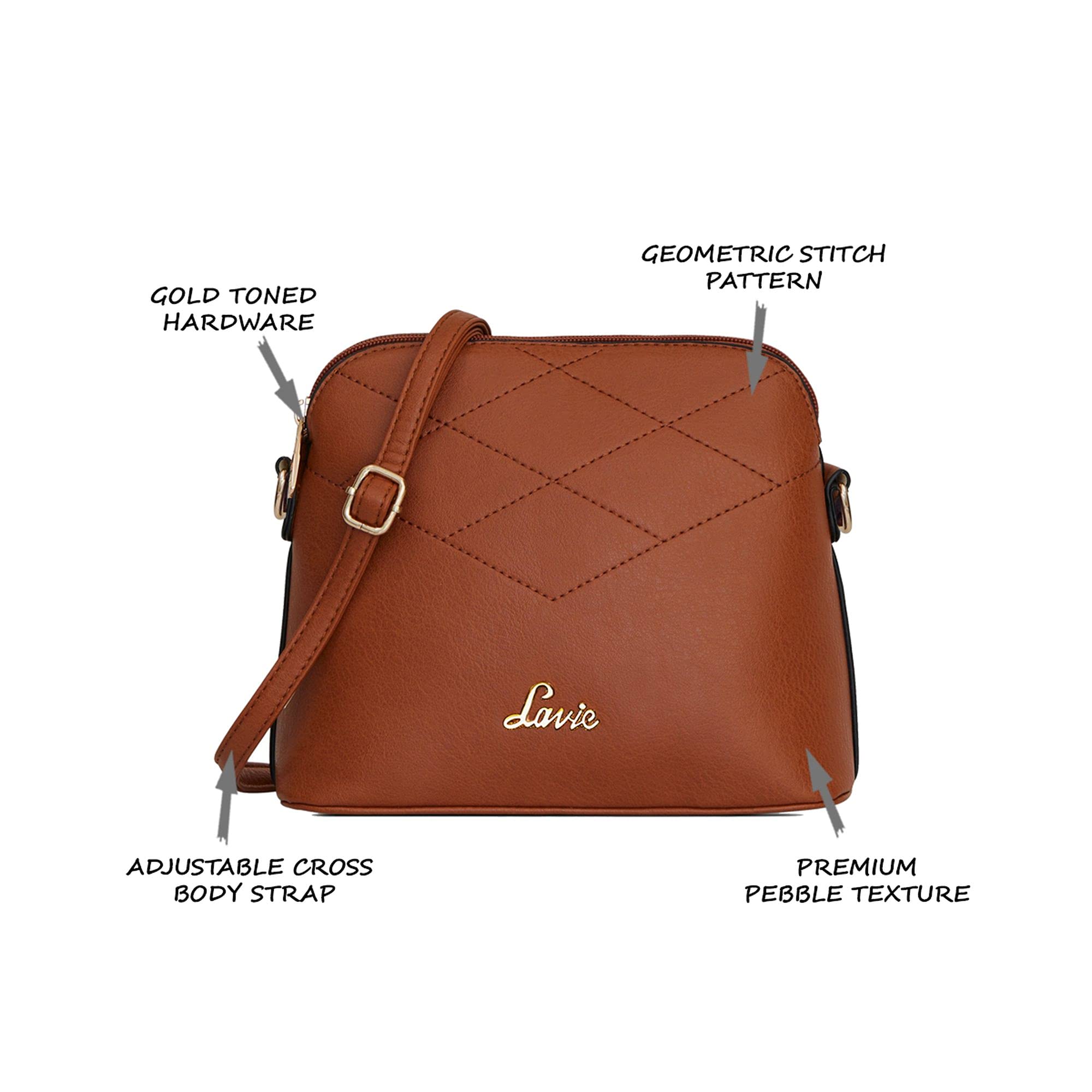 Lavie Women's Marma Zig Zag Sling Bag (Tan) 1