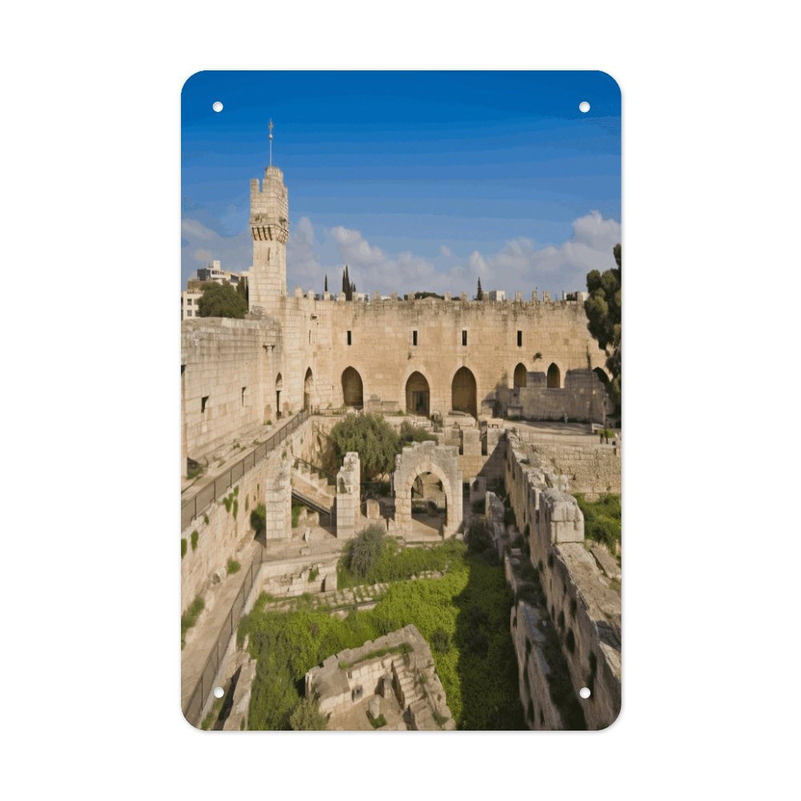 VstaDank Israel at The Tower of David Metal Tin Signs Personalized Wall Art Prints Decoration Art Poster Funny Vintage Tin Sign Iron Sheet Painting Metal Signboard Decor Painting for Wall Decor