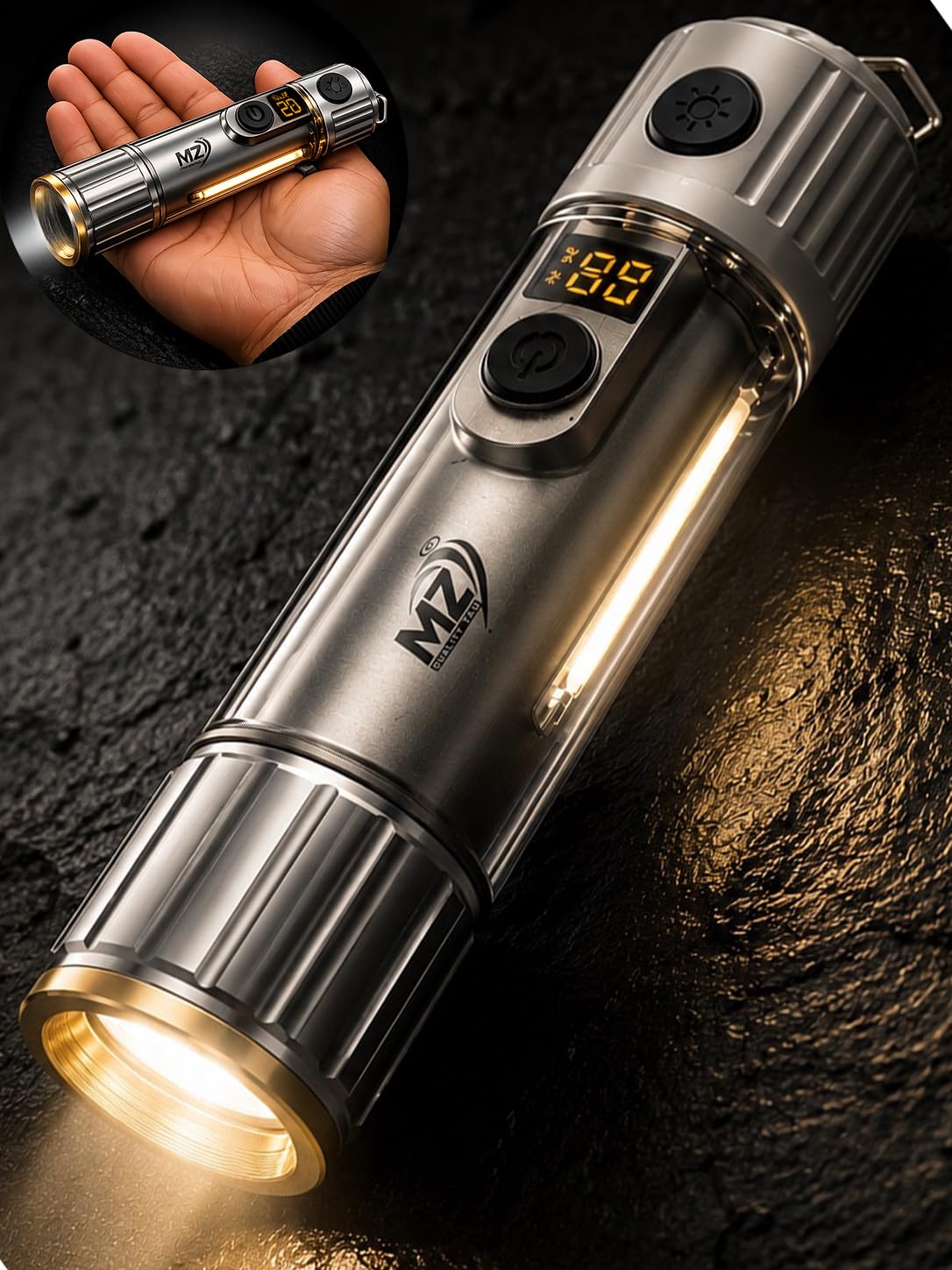 Mz Quality Talk Rechargeable LED Camping Torch with Digital Display, COB Warm Light, Magnetic Base, Hanging Hook, Type-C Charging, Power Bank Function, Portable Emergency Lantern for Camping Repair-image-20