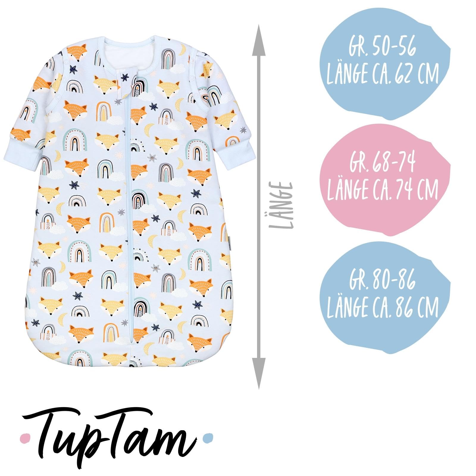TupTam Sacco Nanna 2.5 TOG – Sacco Nanna Neonato Tutto l’anno con Maniche Rimovibili, Cotone OEKO-TEX
