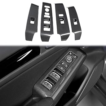 for 11th Gen Honda Civic 2022 2023 Window Control Panel Car Auto Door Armrest Switch Button Cover Window Lift Down Lock Trims 4PCS - Black Carbon Fiber Pattern