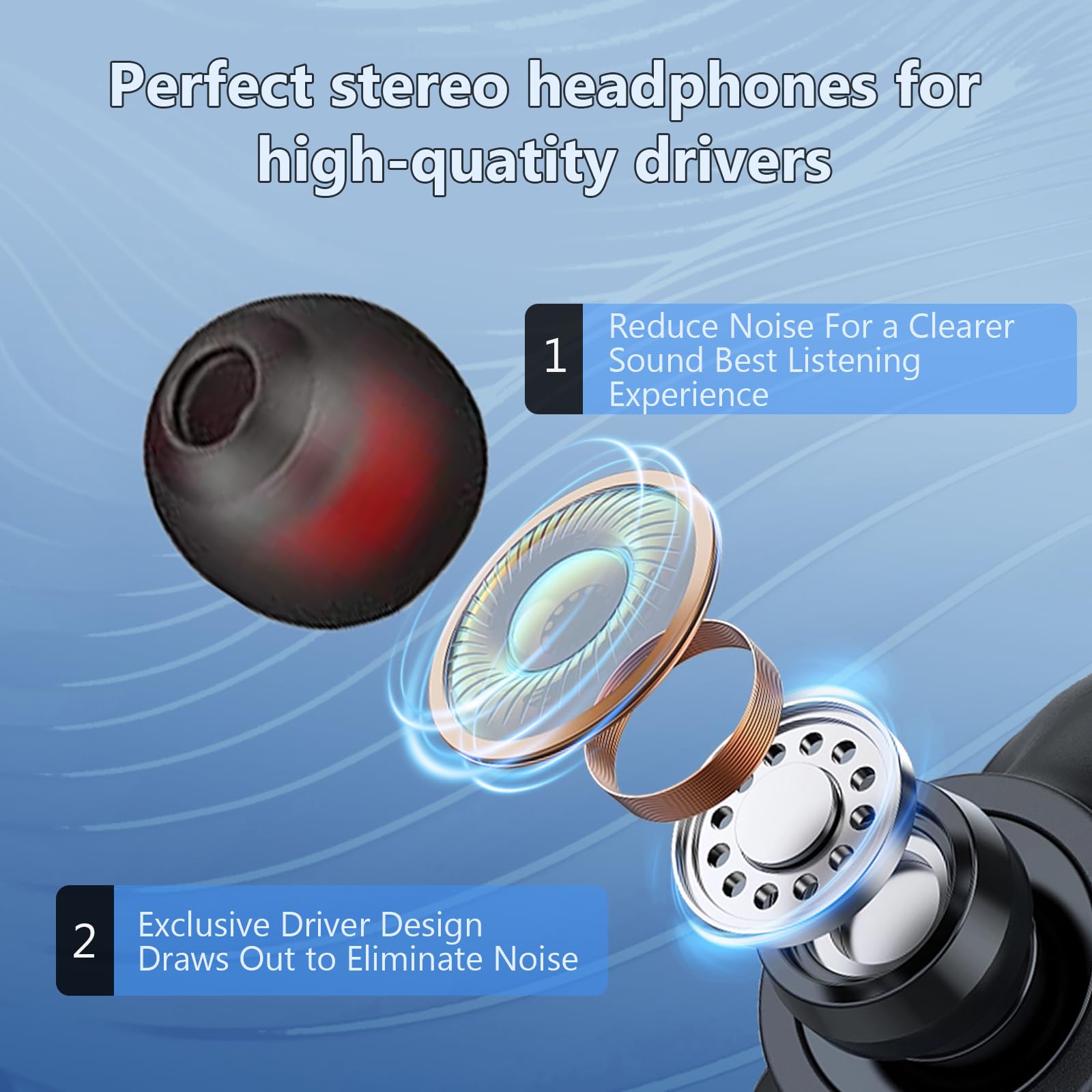 In Ear Wired Headphones,4 Packs Wired Earphones with Microphone&Volume Control and 12 works Replacement Earplugs,Noise Isolating & Deep Bass Headphones in Ear for i-Phone,i-Pad - Image 3