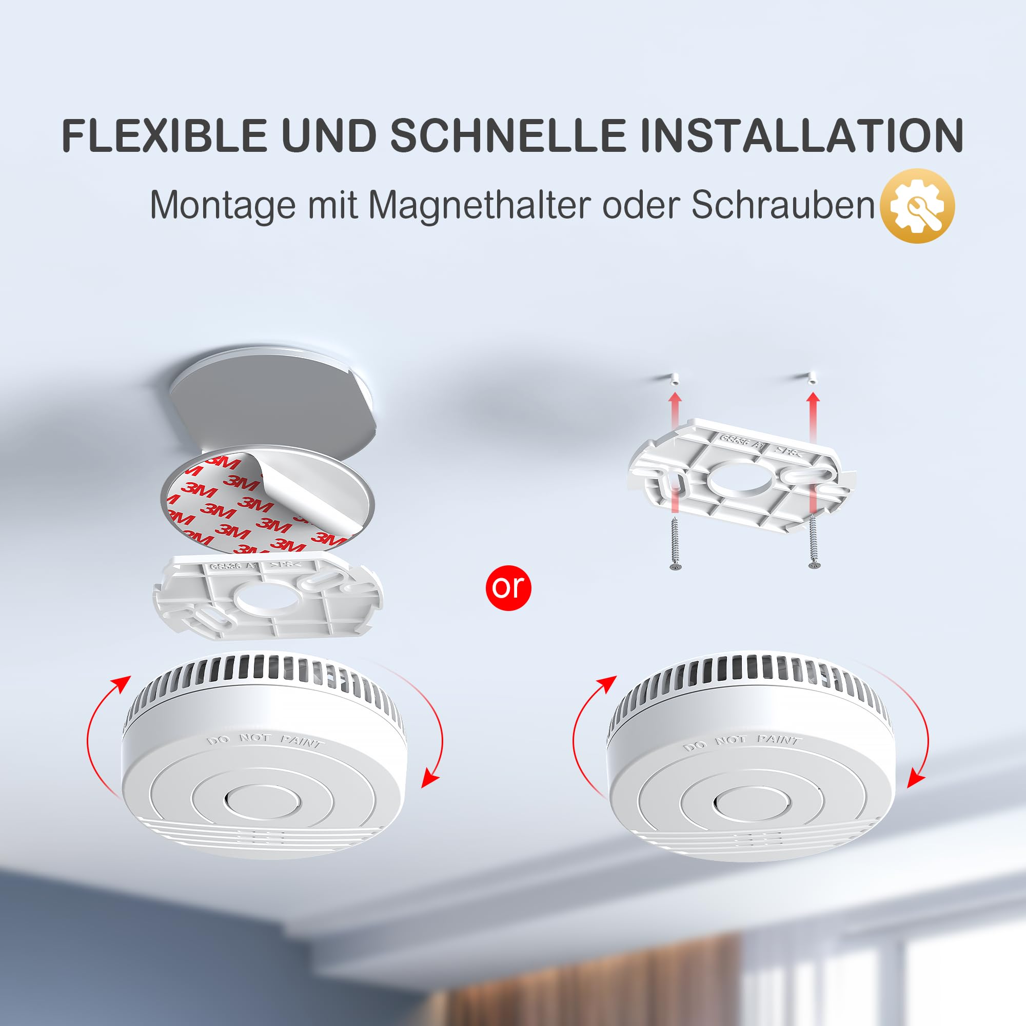 Batterie Rauchmelder, 4 Stück