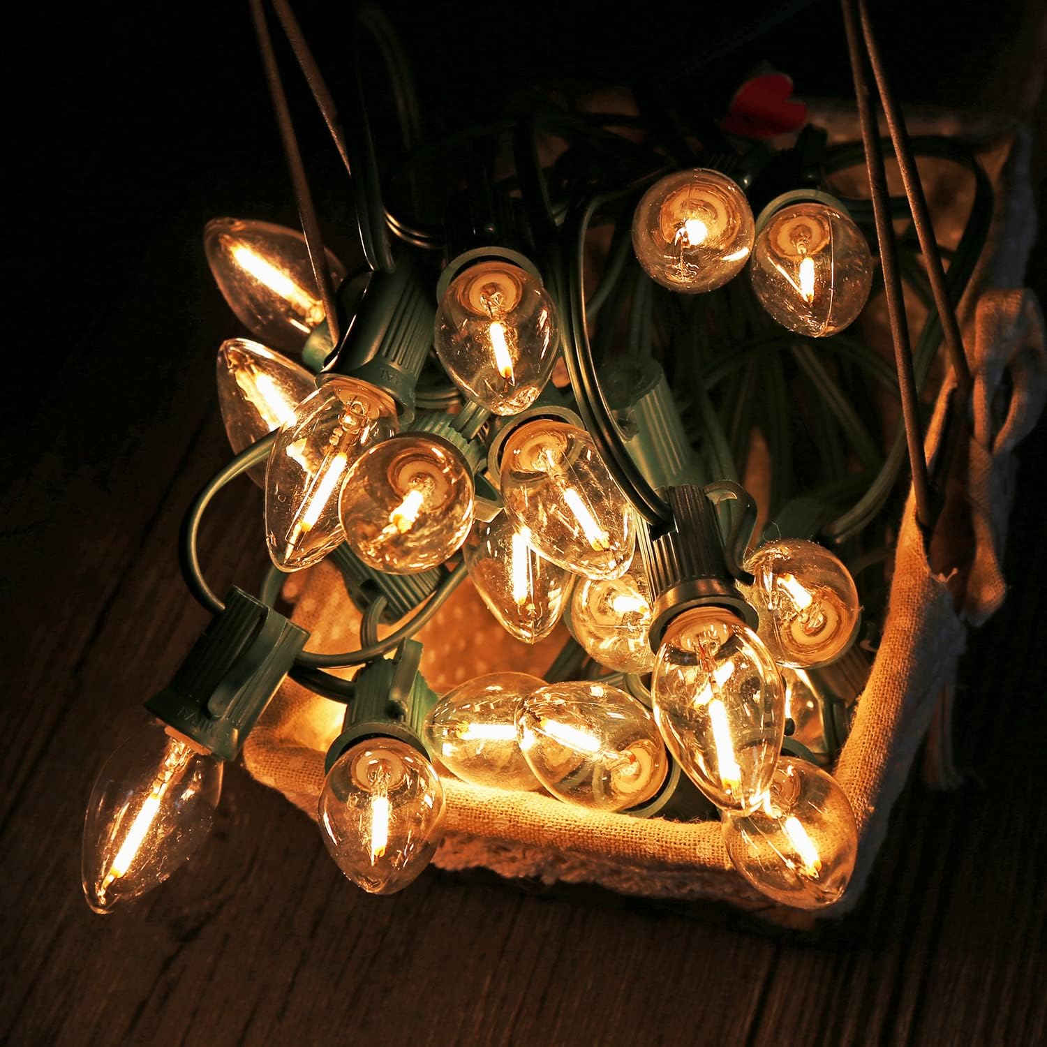 KGC 25Pack C7 LED Christmas Light Bulb, E12 Base LED Bulbs, 0.6W 2200K Warm White 50LM, Clear Plastic Night Lights C7 Replacement Bulbs for Christmas String Lights. - Image 6