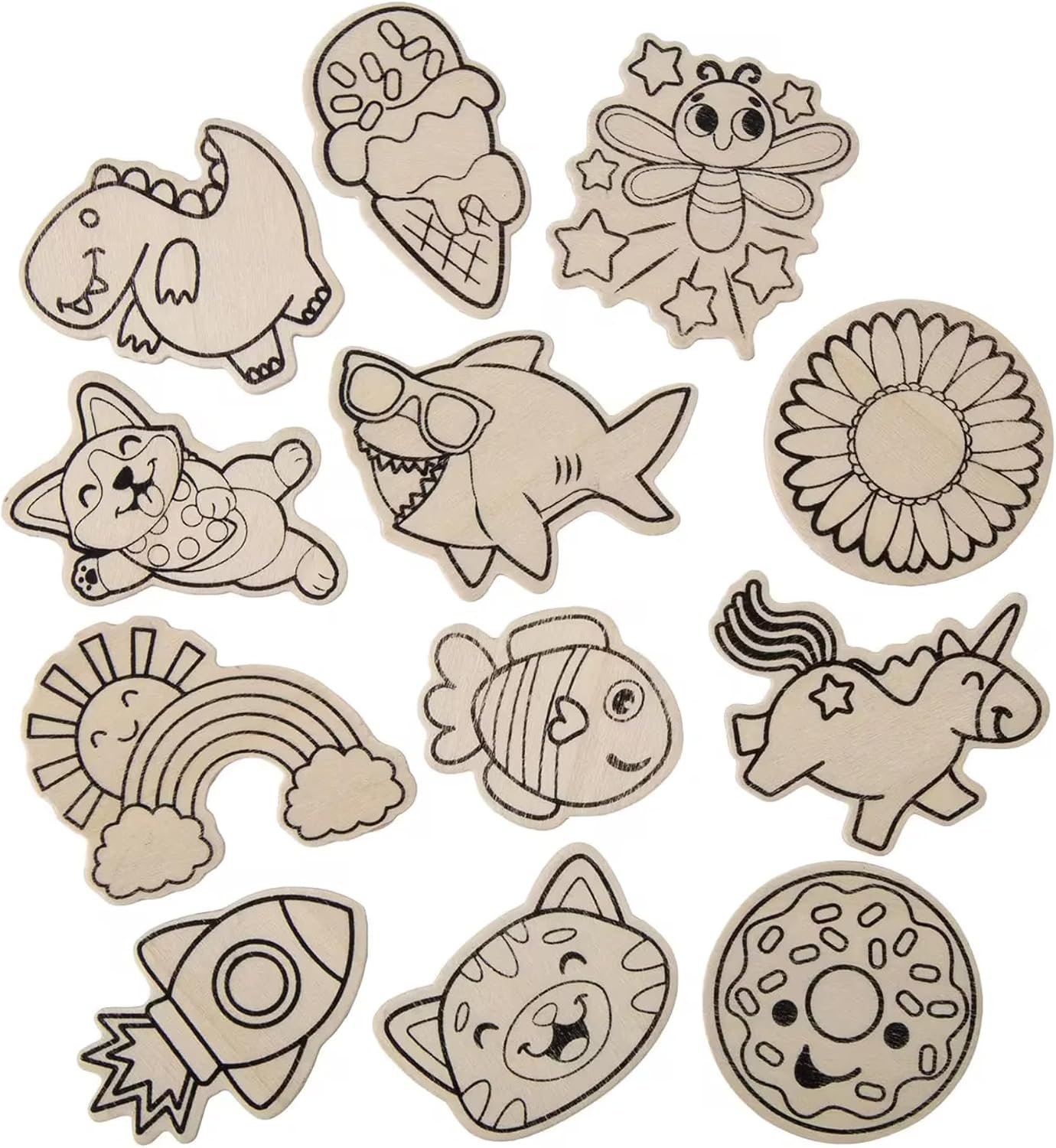 Fun Express 2" – 3 1/4" DIY Paint Your Own Wood Magnets Craft Kit - Makes 12