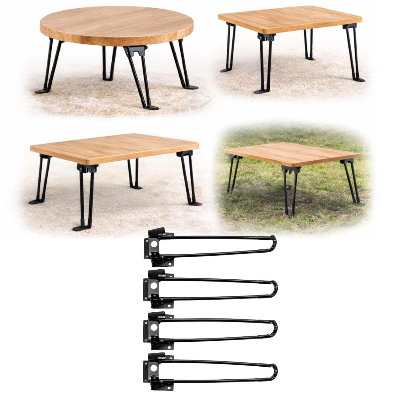 4 pc Pack Foldable Metal Table Legs Powder Coated Folding Mechanism | Non-Slip Rubber Base | DIY Resin Art Coffee Table Hardware | Portable Laptop Study Table Support (20 INCH)-image-3