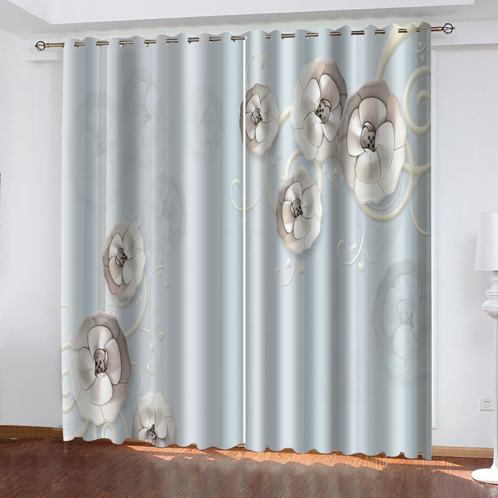 Vorhang Blickdicht Verdunklungsvorhänge Gardienen 2-SetBlume 150x166cm