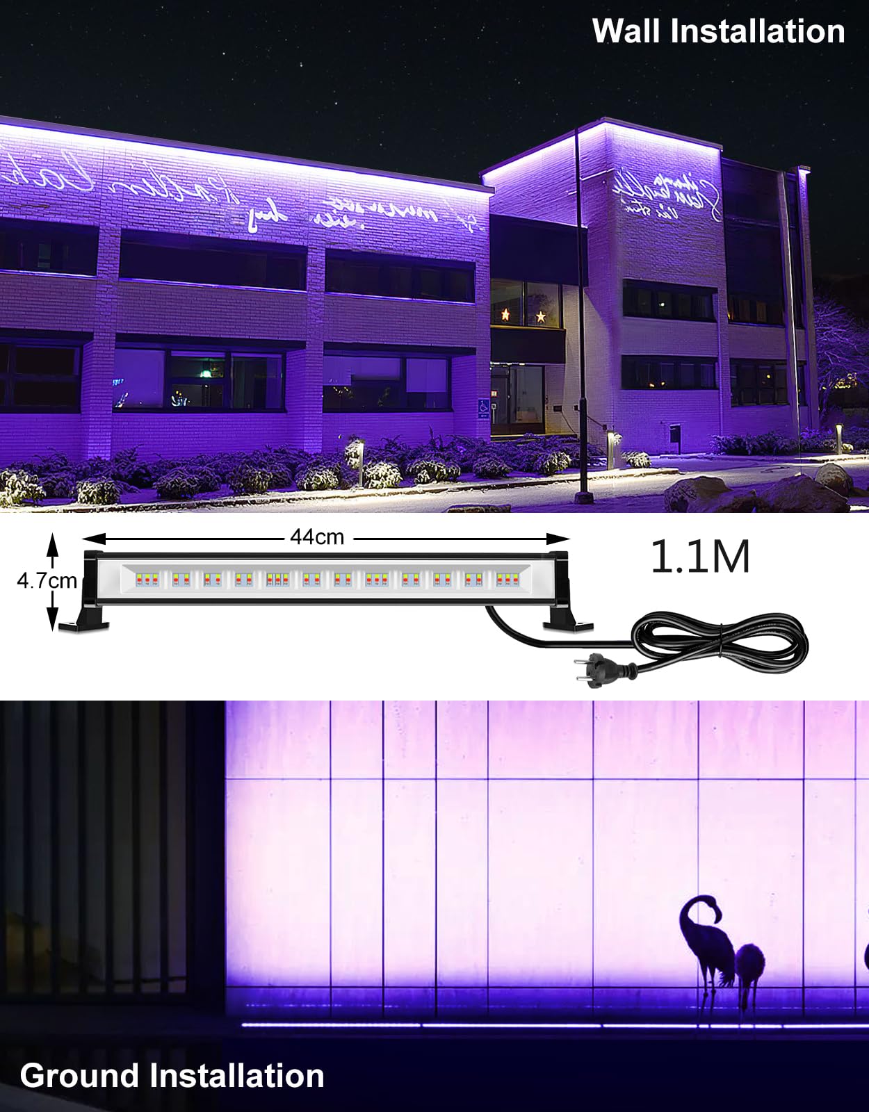 CLV Faretto LED RGB Esterno 42W, Barra LED RGB da Esterno con Telecomando 360° RF Impermeabile IP66, 10 Colori Cambia 30 Modalità Dinamiche 6 Luminosità, Memoria Funzione, Luce RGB per Esterni Festa