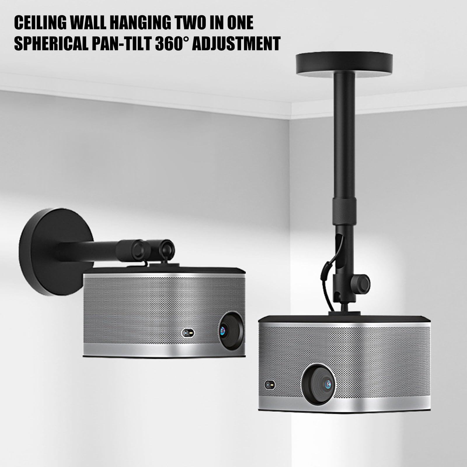 Soporte de techo universal para proyector con rotación de 360 grados e inclinación de 90 grados para montaje en techo deslizante de cine en casa