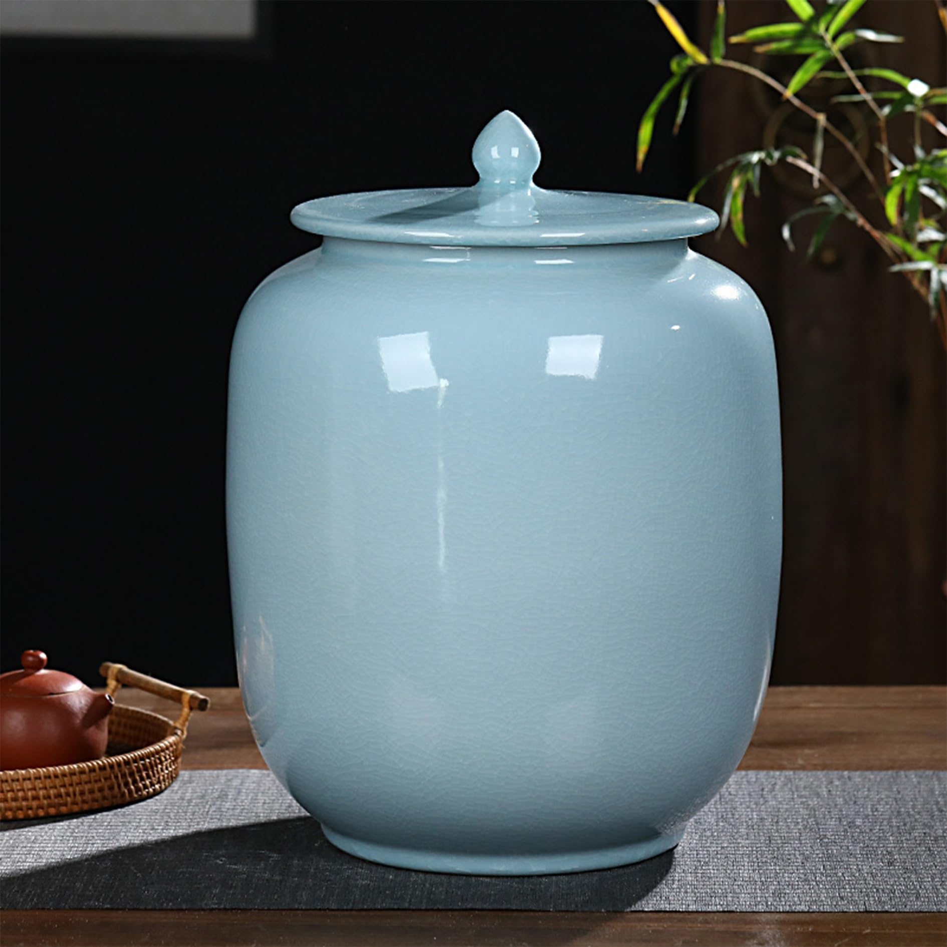 Niebieski dozownik ryżu, 10 kg, słoik Ceic Sto z pokrywką, hermetyczny pojemnik na płatki śniadaniowe, na mąkę ryżową i kawę, kuchenny nizer do ziaren