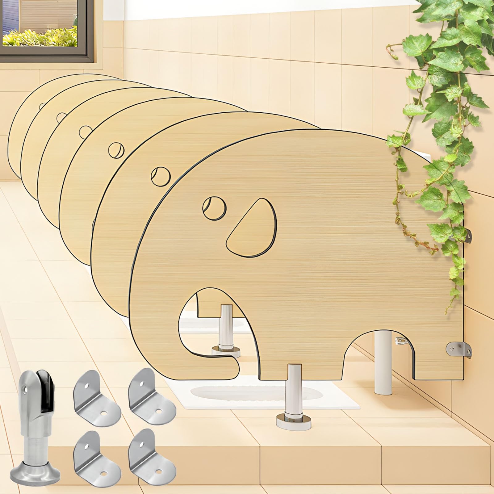 Divisor de orinal para inodoro infantil Sn, partito de privacidad montado en el suelo para inodoros preescolares, amarillo, 600 x 60 cm, diseño apto para niños y fácil de instalar
