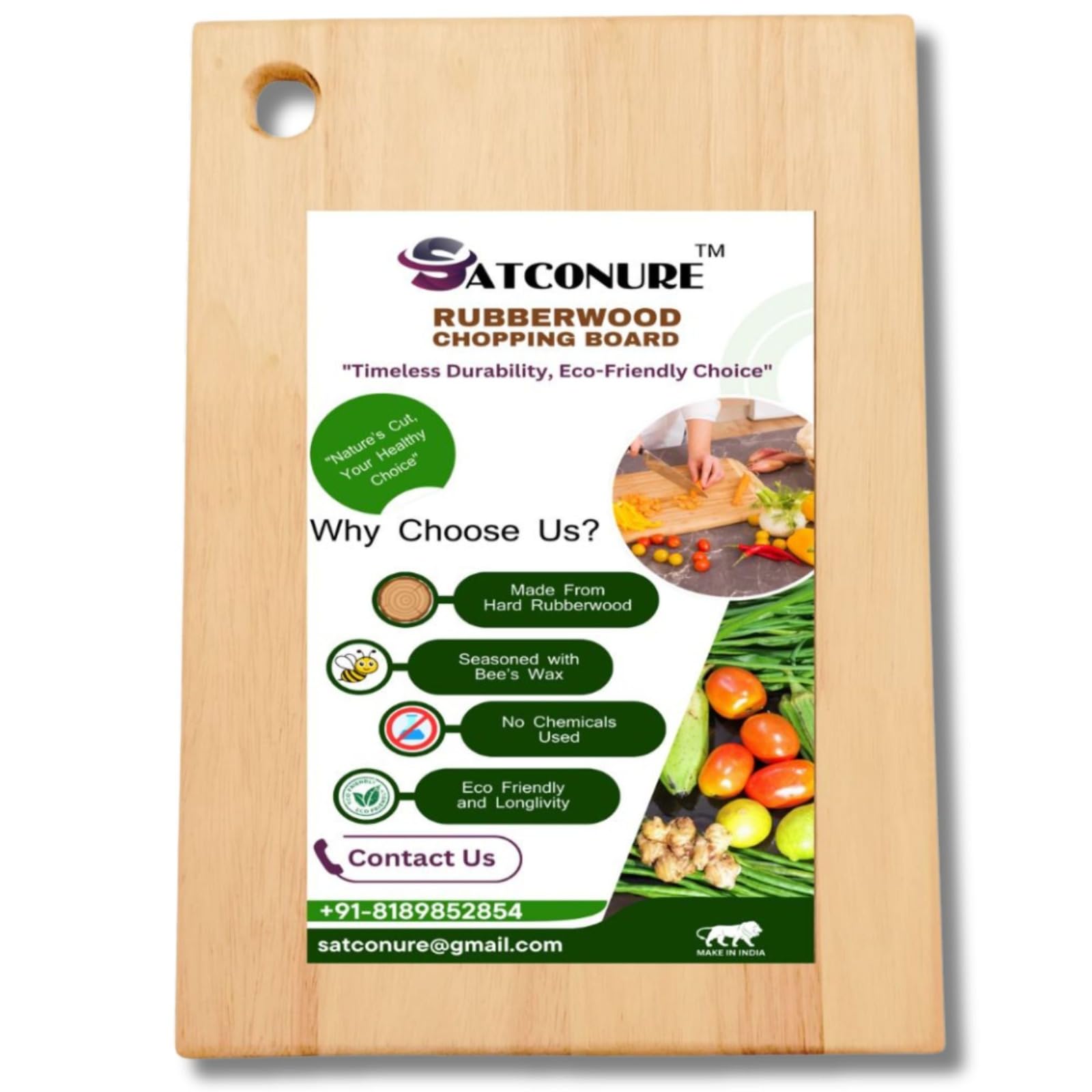 SATCONURE | Wooden Chopping Board Made of Premium Rubber Wood | Reversible Cutting Board | Coated with Natural Bee Wax | 34 * 24 * 1.2 inch (Rubber Wood) (B0DFY3ZNLT) Amazon Price History, Amazon Price Tracker
