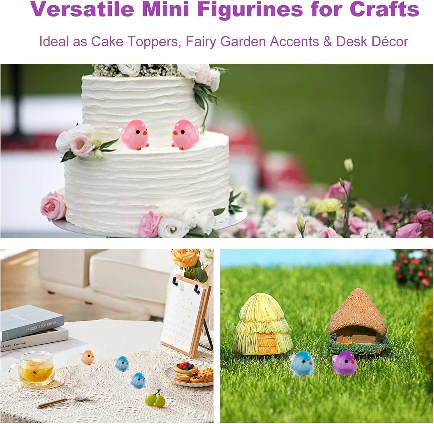 NIIIYTYB 30 Pcs Tiny Resin Birds Mini Figurines Glow in the Dark Miniature Bird Decorations for Fairy Garden Micro Landscape Accessories Small Rubber Birds for Crafts and DIY(Random Colors)