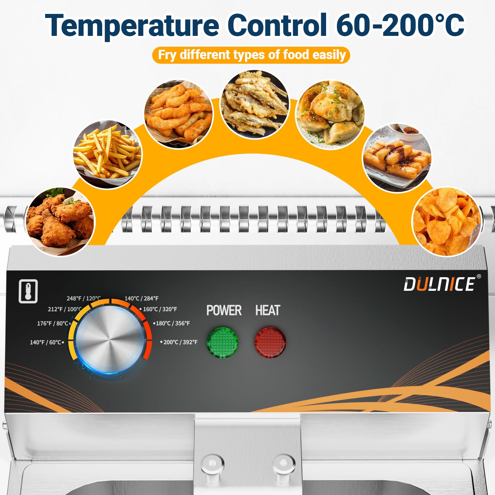 Friggitrice 3000w Friggitrice Elettrica ad Olio Professionale in Acciaio Inox, Friggitrice Olio, 6 L Grande Capacità con Cestello e Coperchio per Ristoranti Rapidi, Patatine Fritte