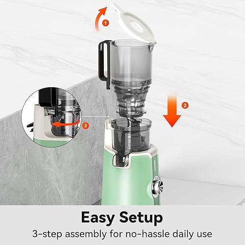 Miniatura 10 de LINKChef - Exprimidor de prensa en frío, máquinas exprimidoras lentas con canal de alimentación grande de 4.35 pulgadas sin preparación y barrena