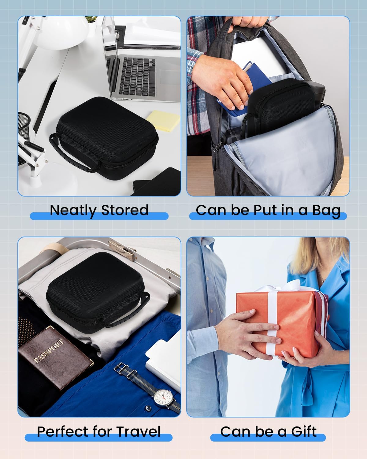 Case M100 Label Maker, Compatible with B21, T50M Pro, M110 Label Printers, for Labeler Makers & Labeling Tapes, Box with Mesh Pocket for Batteries Accessories (Case Only), Black - Image 5