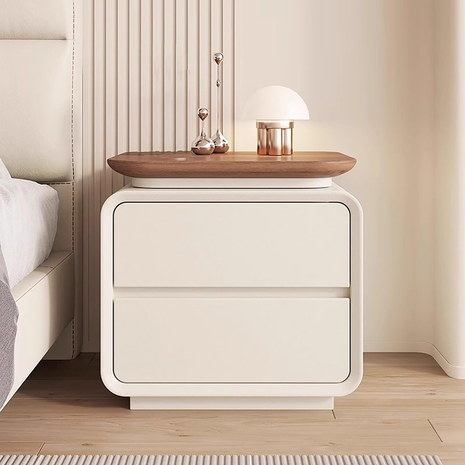 SXZenSpace Solid Wood 2-Layer Bedside Table,Creativity Modern Nightstand Decoration Bedroom Furniture End Side Table for Bedroom,A,45x40x50cm(18x16x20inch)