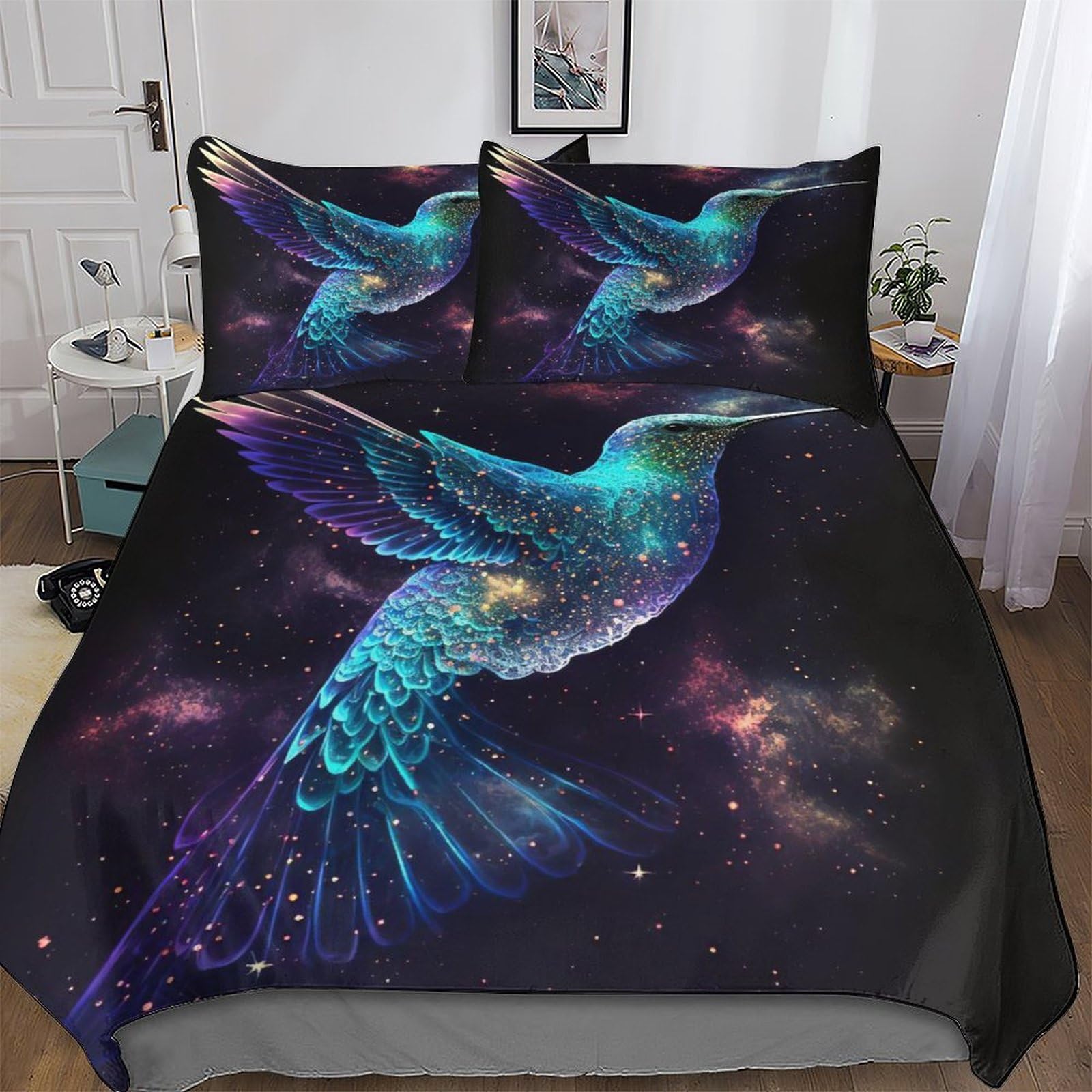 Housse de couette infroissable Hummingoiseau parure de lit microfibre anti-pli
