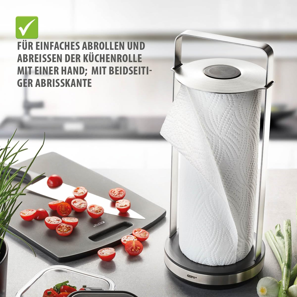 GEFU Küchenrollenhalter SMARTLINE - Edelstahl Stehend mit Fuß