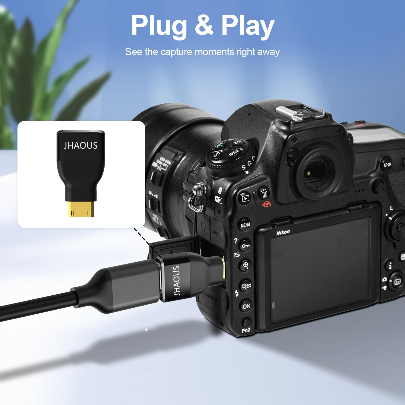 JHAOUS Adattatore da Mini HDMI a HDMI, 8K a 60Hz, 4K a 144Hz, 2K @ 240Hz femmina a mini HDMI maschio, compatibile con DSLR, videocamera, Raspberry Pi Zero W, laptop, tablet, HDTV, proiettore, monitor