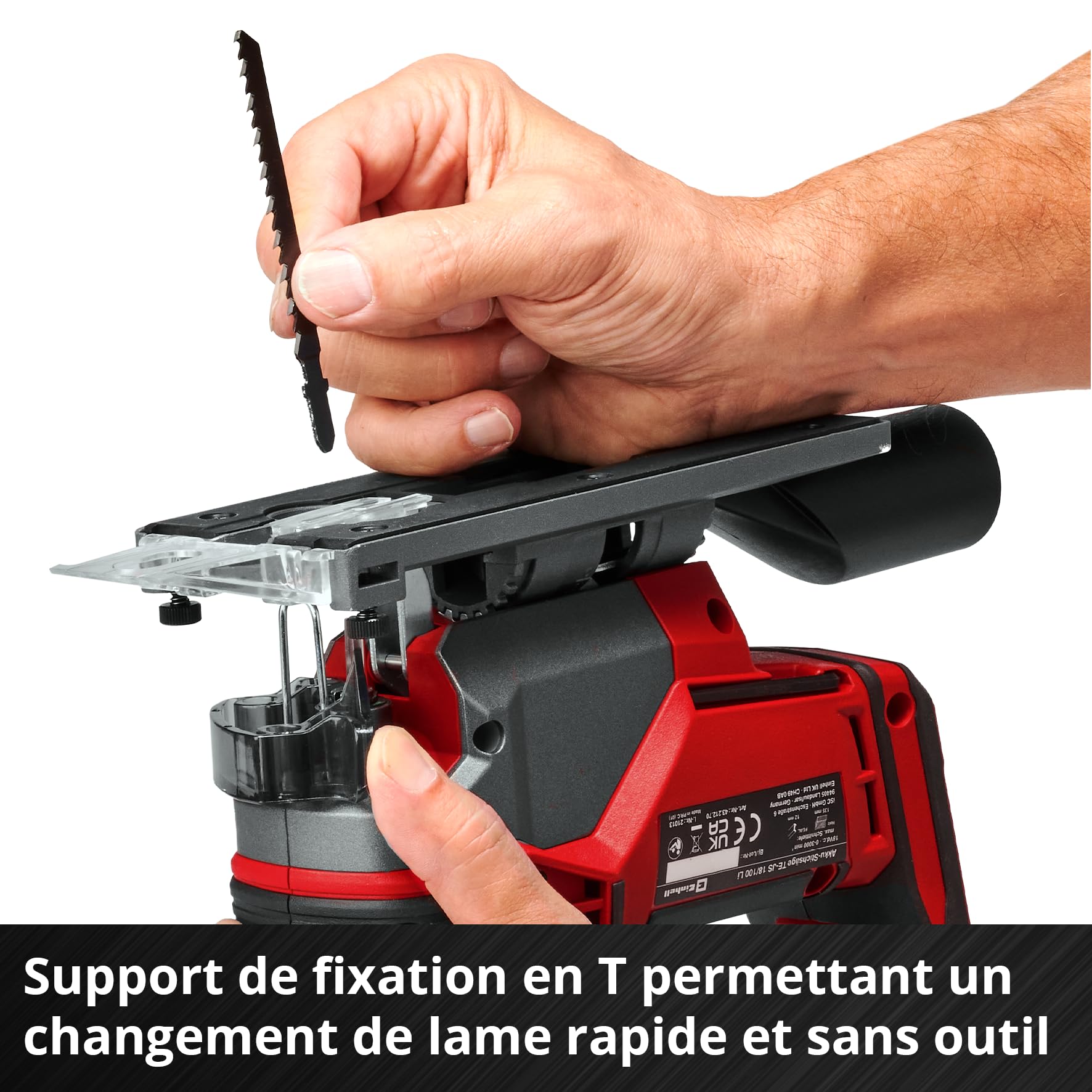 Einhell Scie sauteuse sans fil TE-JS 18/100 Li-Solo Power X-Change (18 V, profondeur de coupe 100 mm dans le bois, hauteur de course 26 mm, coupes en biais jusqu’à 45°, avec lame, sans batterie)