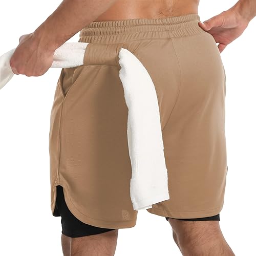 Miniatura 2 de JWJ Men's Running Athletic Workout Sports Mens 2 in 1 Shorts Breathable Gym Short for Men with Pocket