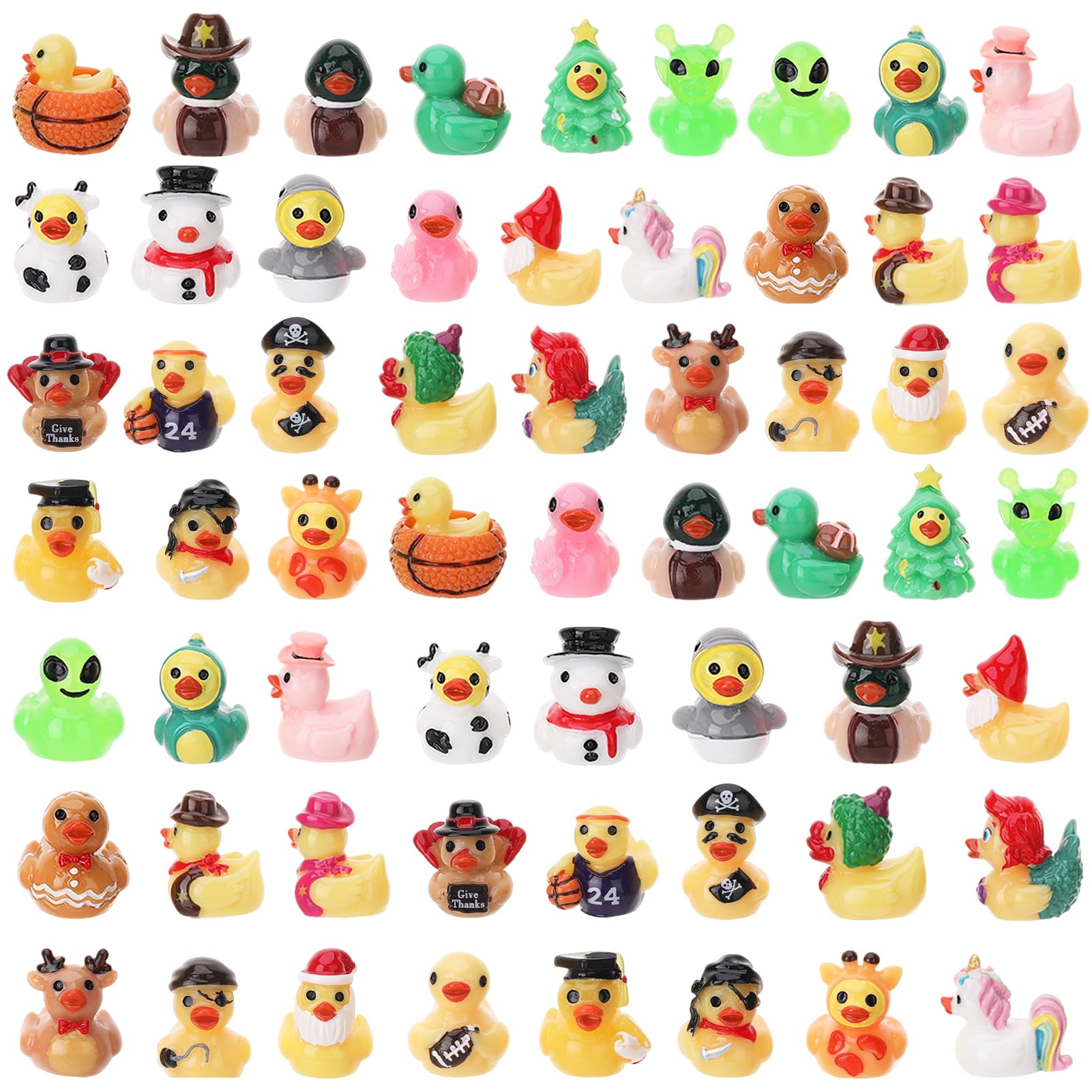 GGSTDDUP 60pcs Mini Resin Animal Ducks, Tiny Ducks for Hiding, Miniature Duck Figurines, Novelty Party Favors Gift Decoration (30 Styles)