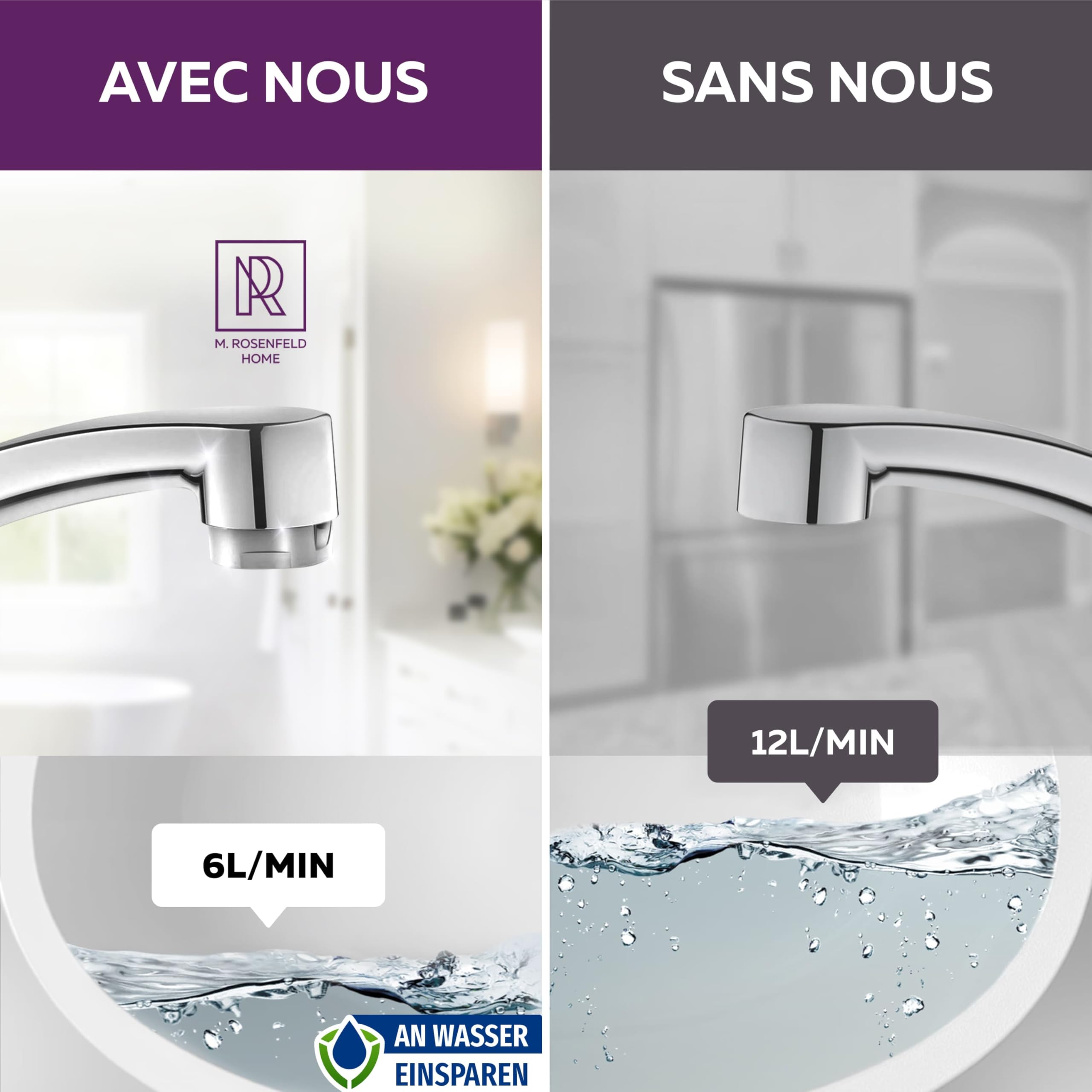 Mousseur Robinet M24 Laiton Chromé Économiseur d'Eau Filtre Anticalcaire 5 L/min